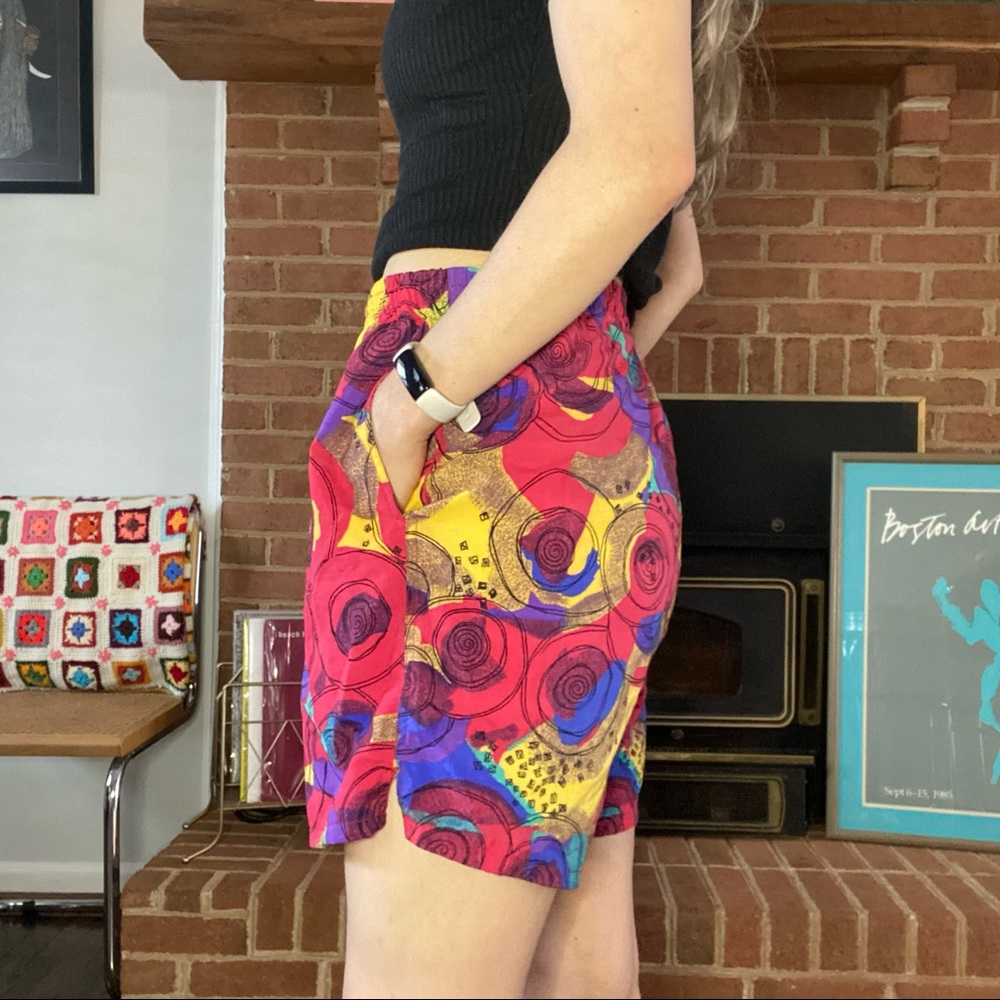 Vintage 90s Dash Neon Rainbow Abstract Pocket Statement Lightweight Swim… - Picture 3 of 14